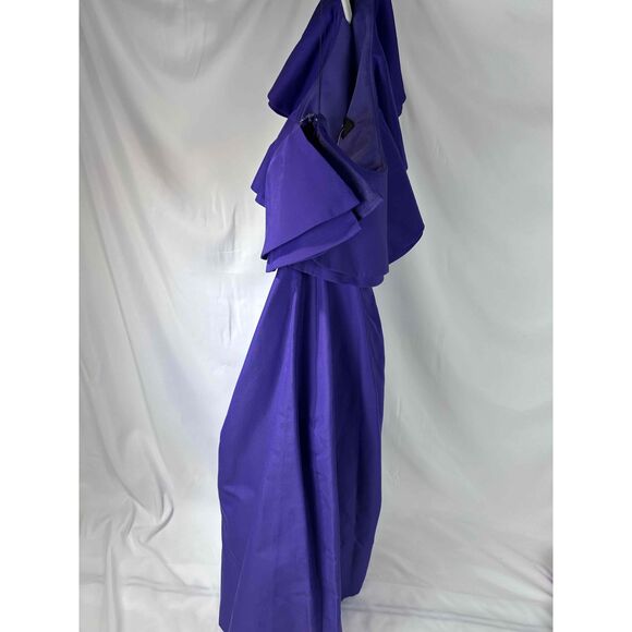 NWT J Crew Womens Purple One-Shoulder Ruffle Back Zip Mini Dress Size 14 - Picture 3 of 13